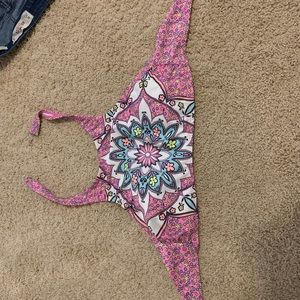 halter patterned bathing suit top
